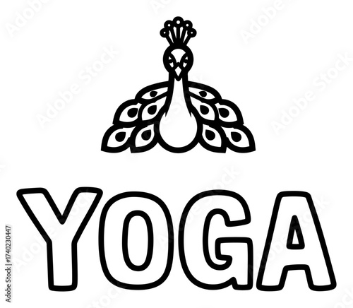 Peacock Yoga Typography Logo
