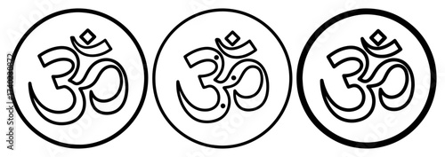 Om Symbols in Circular Icons Line Art
