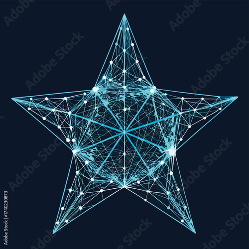 Isolated star shape constructed from interwoven, flexible, brightly colored neon light tubes, creating a modern, glowing, electric sign look.