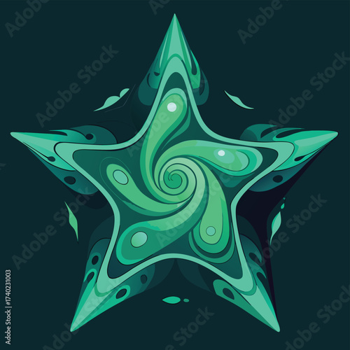 Isolated star shape constructed from swirling, vibrant liquid smoke or nebula cloud material, capturing cosmic energy and dynamic movement.