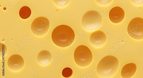 Close-up of Swiss cheese with holes, a delicious dairy product.