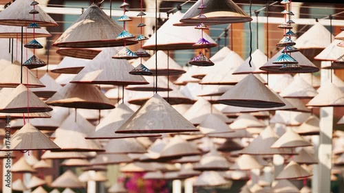 Traditional Vietnamese Conical Hats Hanging in Moscow During Vietnam Days