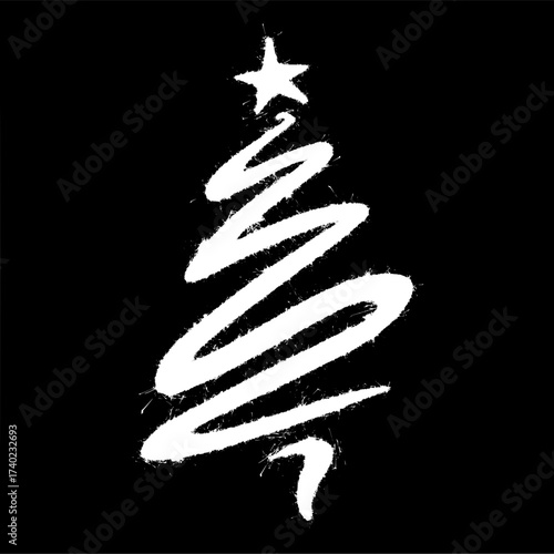Elegant minimalist Christmas tree design with star, perfect for holiday greetings, festive banners, and modern seasonal promotions, originally a vector