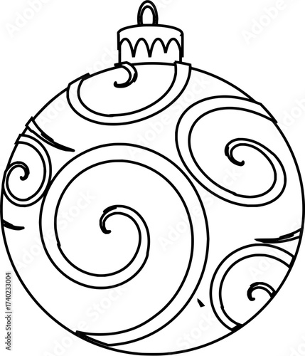 Festive ornament with swirl designs brings holiday cheer, perfect for Christmas crafts, seasonal decor, and winter themes with elegant simplicity