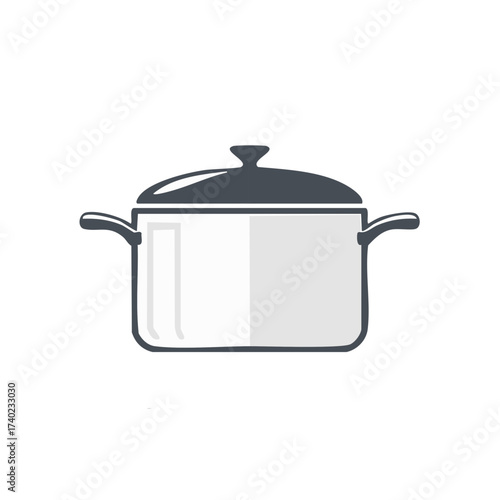 Simple Icon of a Cooking Pot with Lid Ready for Kitchen Use