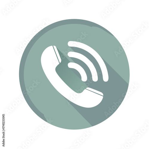 Phone handset with sound waves inside a circle communication concept flat icon