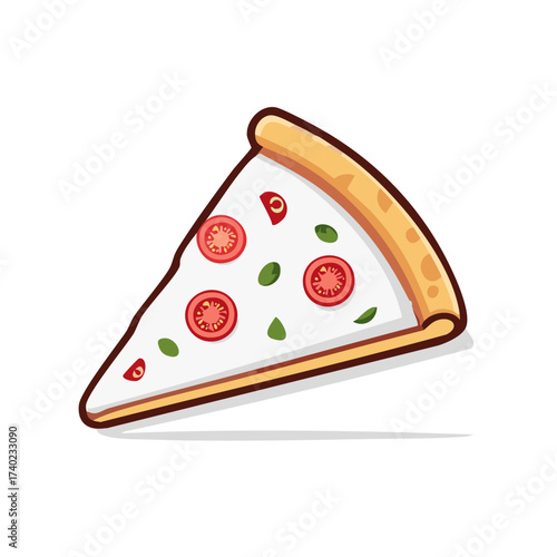 Delicious Slice of Pizza Featuring Fresh Tomatoes and Basil Leaves Ready to Eat