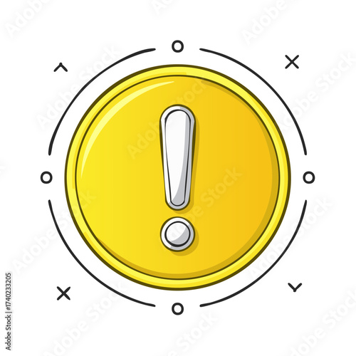 Yellow Alert Circle with Exclamation Mark Attention Warning Sign Icon Graphic Symbol