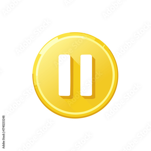 Golden pause button symbol for media player application user interface and online games control panel