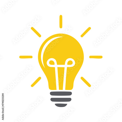 Stylized vector illustration of a glowing lightbulb for creativity inspiration and innovative ideas