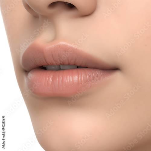 Close-up of human lips with natural color and smooth texture  