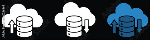 Cloud, database, icon, upload, download, transfer, storage, data, technology, network, server, backup, digital, system, connection, computing