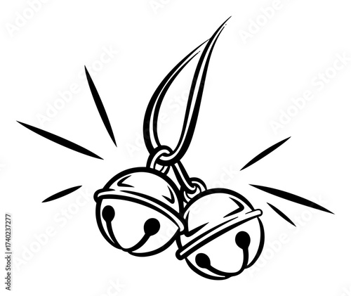 Ringing Ghungroo Dance Bells Line Art Vector