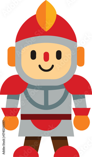 cartoon knight mascot cute armor fantasy illustration on transparent background