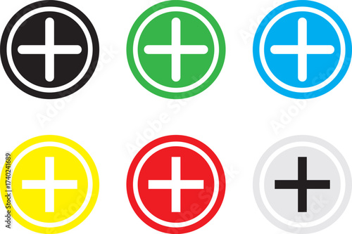 Plus Icon  set. Additional sign. Health symbol icon
