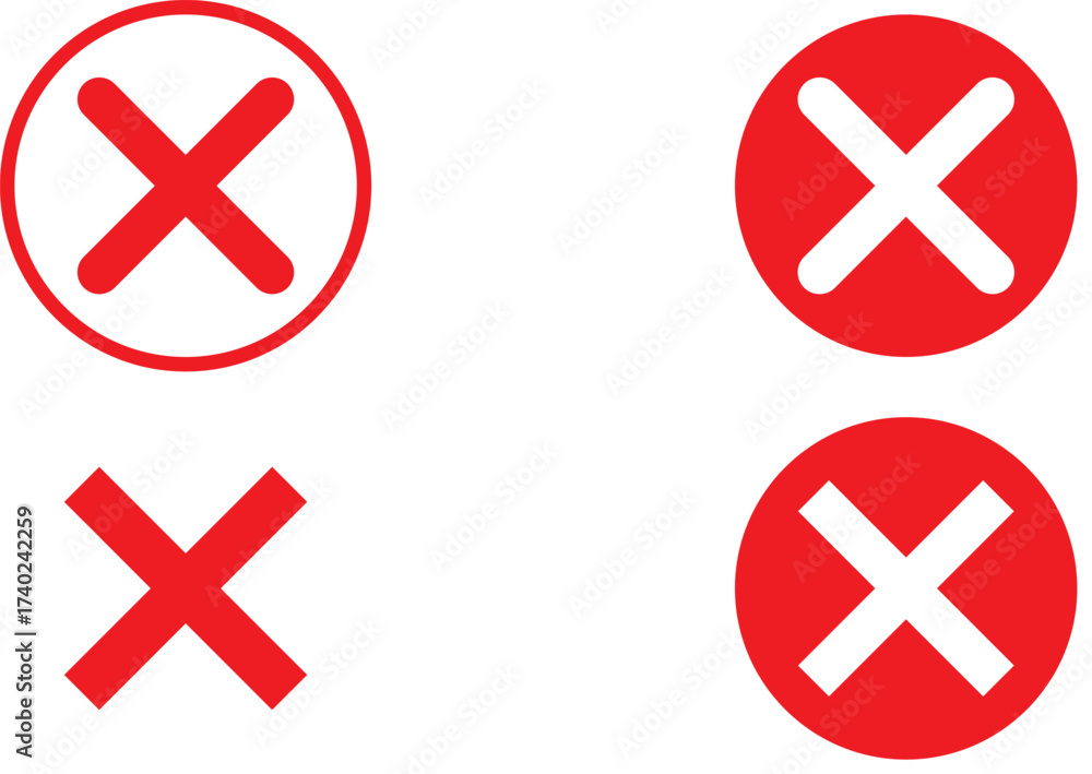 Obraz premium Close icon set. Wrong delete sign. Cross mark symbol for error or delete 