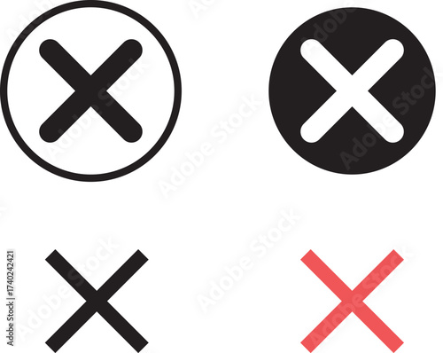 Close icon set. Wrong delete sign. Cross mark symbol for error or delete
