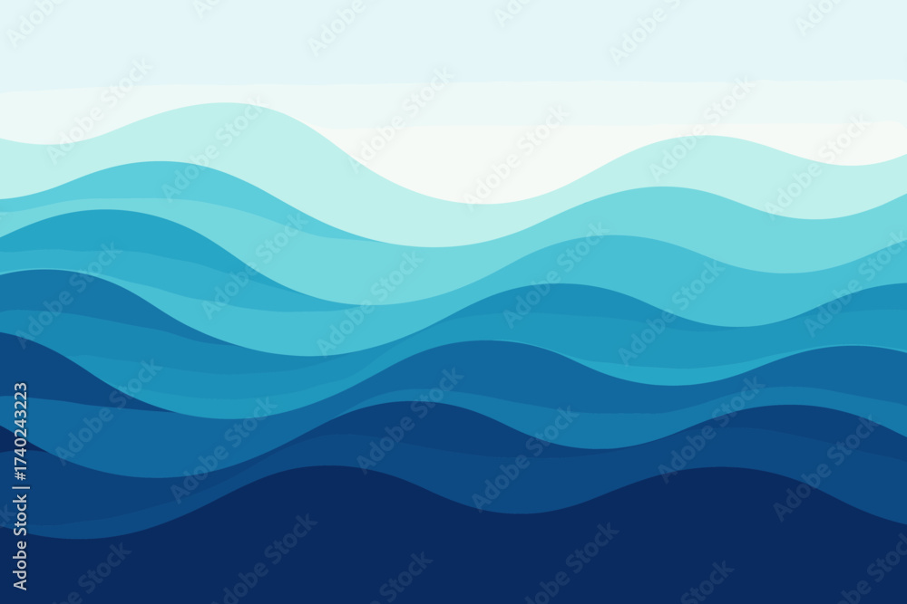 Fototapeta premium Creating vector layered surface illustration ocean soft waves abstract gradient
