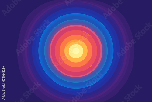 Abstract waves energy circular vector colorful resembling gradient rings expanding illustration