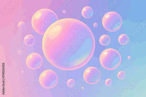 Soft pastel cluster illustration floating vector dreamy gradient atmospheric bubbles