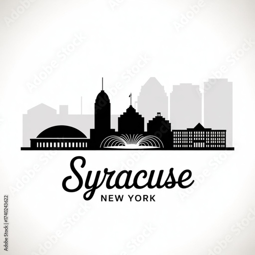 Obraz na plátně Syracuse Skyline Silhouette — A Historic Upstate New York City Vector Illustrati