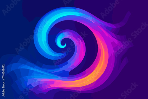 Spiral illustration across movement dynamic creating luminous flow liquid fluid gradient vector