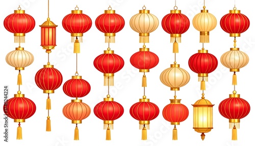 Festive Red Lanterns: A Vibrant and Colorful Illustration for Celebrations
