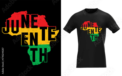 Juneteenth celebration design featuring african continent map in red yellow and green colors