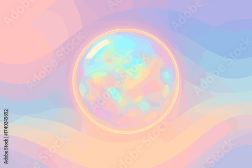 Centerpiece luminous glowing illustration layers radiating gradients ring vector pastel opal