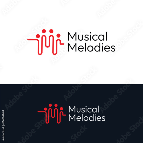 Letter M Music Logo Design Vector Icon