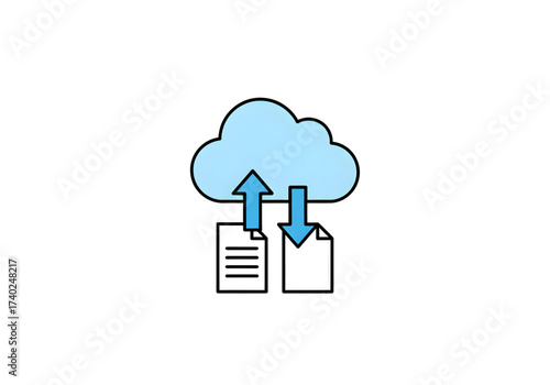 blue cloud storage icon png on transparent background