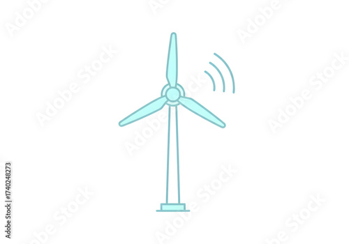 blue wind turbine png on transparent background