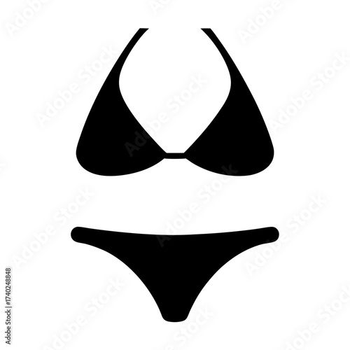 Black silhouette of a classic string bikini, suitable for summer vacations