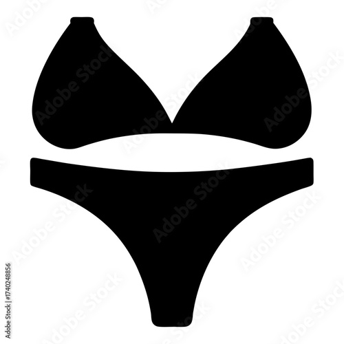 Silhouette of a classic two piece bikini swimsuit, symbol of summer