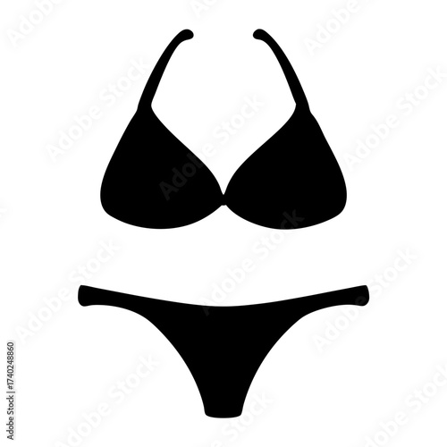 Simple black bikini design with halter straps and classic briefs style