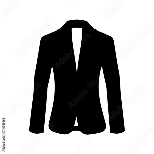 Elegant black silhouette of a woman's blazer, sophisticated and stylish design
