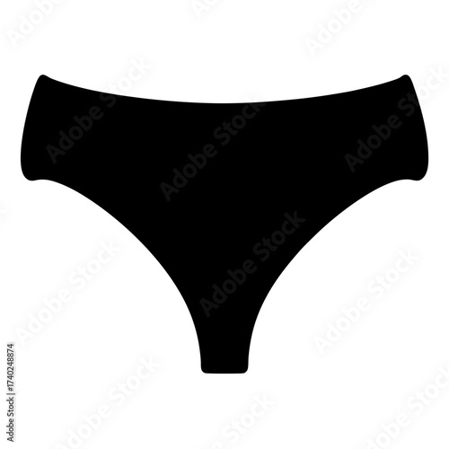 Minimalist illustration of black bikini bottom underwear on a white background