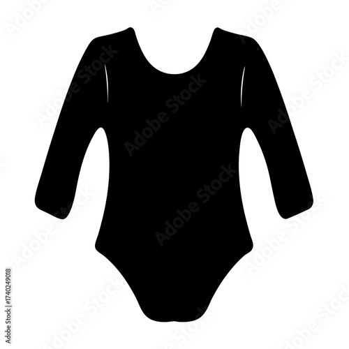 Black Silhouette of a Long Sleeve Bodysuit for Infants and Babies