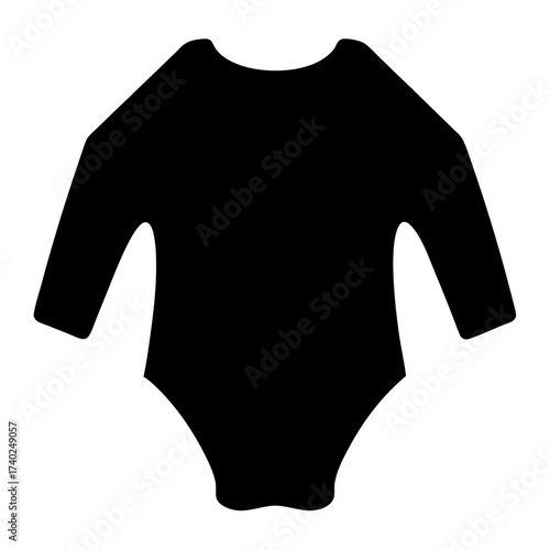 Black silhouette of a baby bodysuit with long sleeves and neutral design