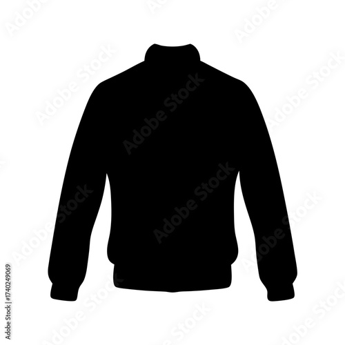 A Solid Black Silhouette Depicting a Fashionable Bomber Jacket for Modern Styles