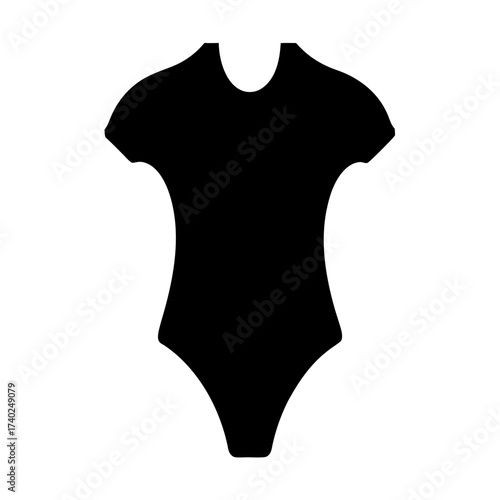 Black bodysuit illustration, a fashionable garment with a simple design.