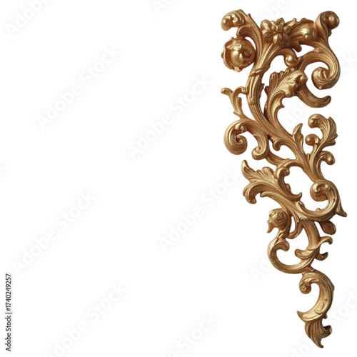 Ornate gold baroque scrollwork with floral elements