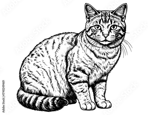vector illustration of a cat white background 