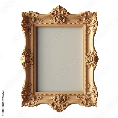 Ornate golden baroque picture frame with carved details