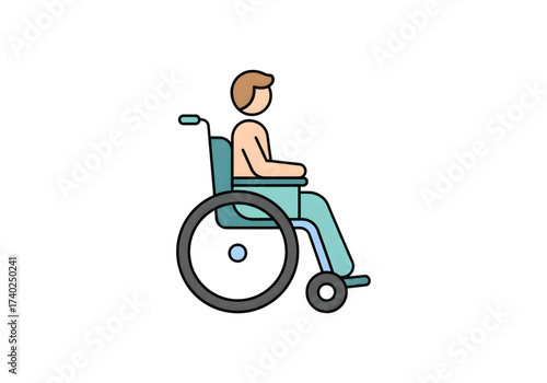 blue wheelchair man png on transparent background