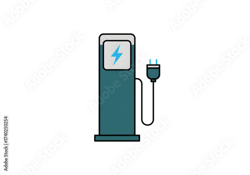 green electric car charging station png on transparent background