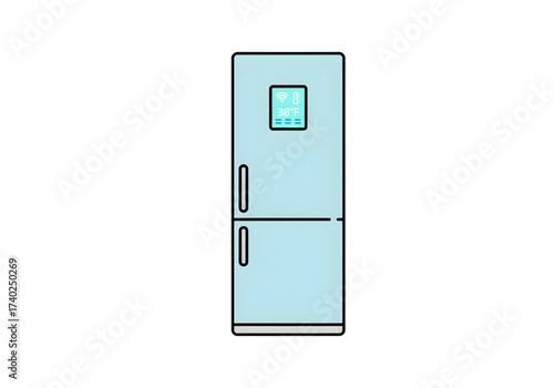 blue smart refrigerator png on transparent background