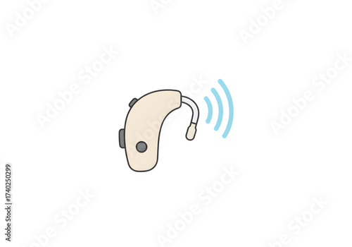 beige hearing aid device png on transparent background