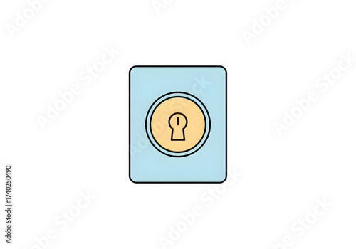 yellow keyhole security icon png on transparent background