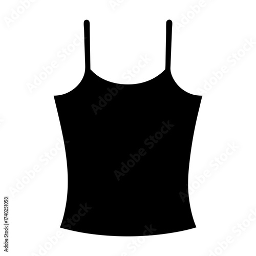 Black silhouette of a basic camisole style tank top with straps